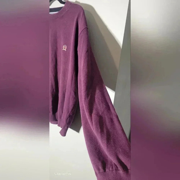 VTG Tommy Hilfiger Burgundy knit Sweater embroidered logo, men's size XL - Picture 10 of 12